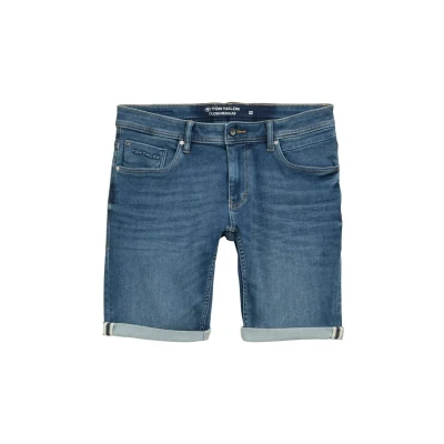 Afbeelding van TOM Tailor JOSH Regular Jeansshort, Heren, Maat: 40, Used mid stone blue denim