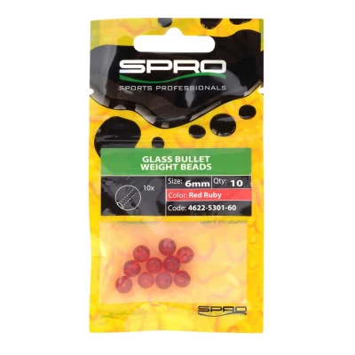 Afbeelding van Spro Glass Bullet Weight Beads Red Ruby (10 pcs) Maat : 6mm