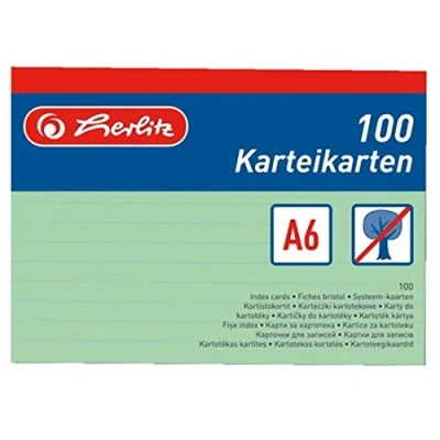 Afbeelding van Herlitz Bristol indexkaarten, A6, gelinieerd, groen, 100 stuks