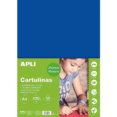 Image de Apli 14243 50 Feuilles de papier cartonné Couleur bleu foncé Format : A4