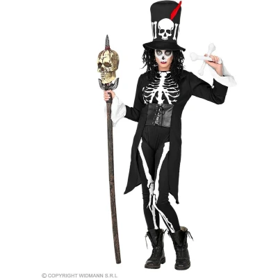 Afbeelding van Widmann Heks &amp; Spider Lady Voodoo Duistere Religie Kostuum Occulte Magie Priesteres Vrouw Zwart / Wit Small Halloween Verkleedkleding