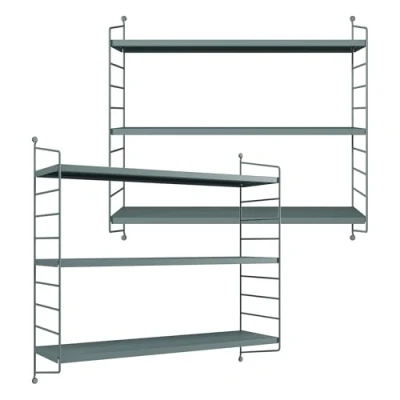 Afbeelding van Wandplank Strängnäs set van 2 verstelbaar 50x60x15 cm grijsblauw [en.casa]