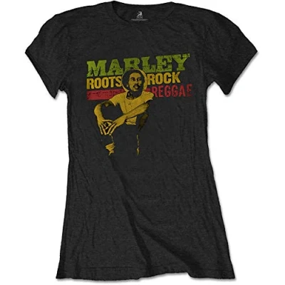 Afbeelding van Bob Marley Roots, Rock, Reggae Dames T shirt L Zwart