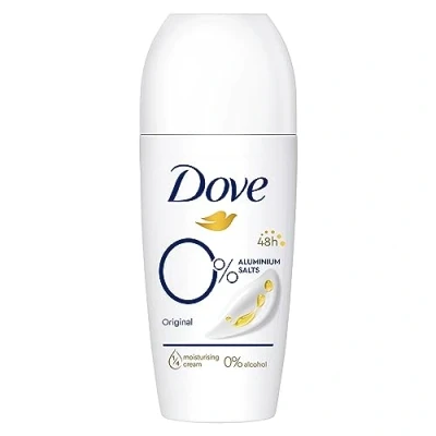 Afbeelding van Dove Deodorant Roll On Original 0% zonder aluminiumzouten met 1/4 verzorgende crème en 48 uur bescherming, 50 ml, 6 stuks