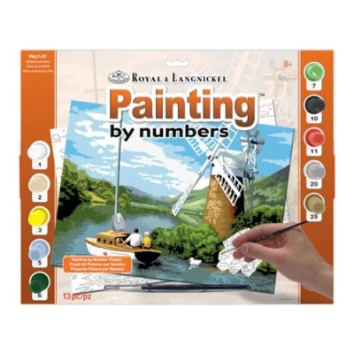 Afbeelding van Painting by numbers Adult Large WINDMILL ON THE RIVE