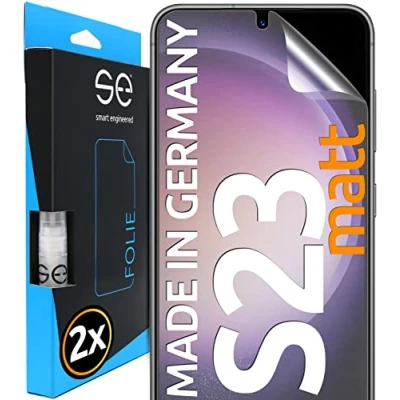 Afbeelding van S.E Anti reflecterende matte beschermfolie voor Samsung Galaxy S23, 2 volledige schermen, positioneringshulp, displaybeschermfolie