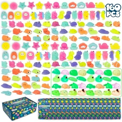 Afbeelding van Mochi Squishy Kawaii cadeau voor verjaardag, kinderen, gasten, 160 stuks, BONNYCO verjaardagscadeaus gasten kinderen met fosforescentie, klein goodies