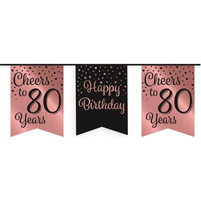 Afbeelding van Slinger Cheers to 80 years rose goud/zwart 6m
