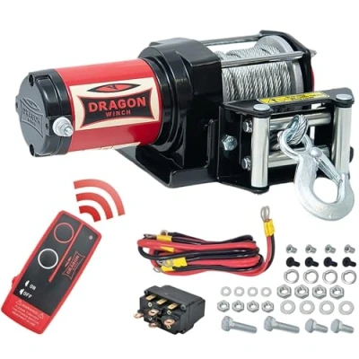 Afbeelding van Dragon Winch Maverick serie elektrische lier 2500 lbs (1133 kg), 12 V met 10 m stalen kabel voor ploegen, quads, ATV, UTV incl. draadloze afstandsbediening + lieraccessoires