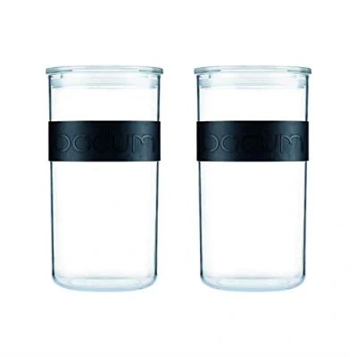 Afbeelding van Bodum K11830 01SA voorraadpotten van kunststof met luchtdicht deksel, 2 stuks, zwart, liter