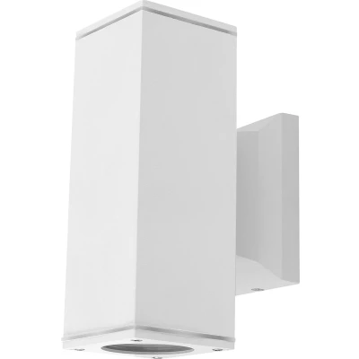 Afbeelding van Buitenlamp vierkant wit dubbele GU10 lampvoet voor twee spots waterdicht IP65
