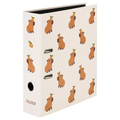 Afbeelding van Falken Capybara Originele patroonmap, gemaakt in Duitsland, 8 cm breed, A4 formaat, binnenspiegel, zwart, ordner, bureaumap, sociale media