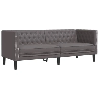 Afbeelding van vidaXL Driezitsbank Chesterfield stijl kunstleer grijs