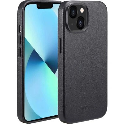 Afbeelding van Accezz Hoesje Geschikt voor iPhone 13 Pro MagSafe Leather Backcover zwart