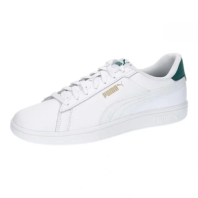 Afbeelding van Puma Smash 3.0 Unisex Sneakers laag, Maat: 48, White/malachite/gold Leer en imitatieleer