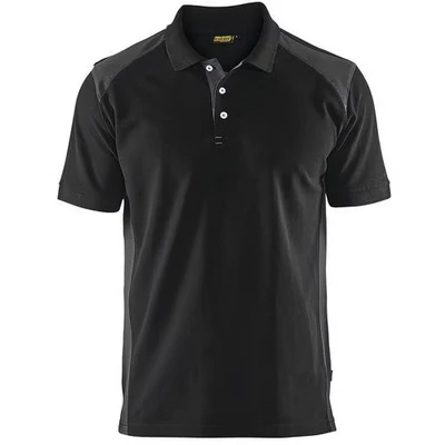 Image de Polo piqué noir/gris foncé