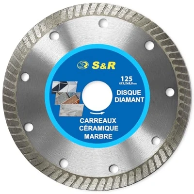 Afbeelding van S&amp;R Diamant slijpschijf voor tegels 125 Turbo Cut, keramiek, steengoed, marmer, graniet, Bosch, Dewalt, Ryobi, Makita, Black+Decker, Einhell