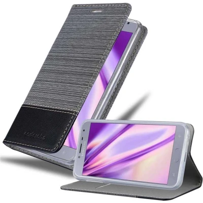 Afbeelding van Cadorabo Hoesje geschikt voor Samsung Galaxy J4 2018 in GRIJS ZWART Beschermhoes met magnetische sluiting, standfunctie en kaartvakje Book Case Cover Etui