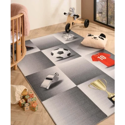 Afbeelding van Kindervloerkleed Joy Voetbal Grijs 120x170 Cm