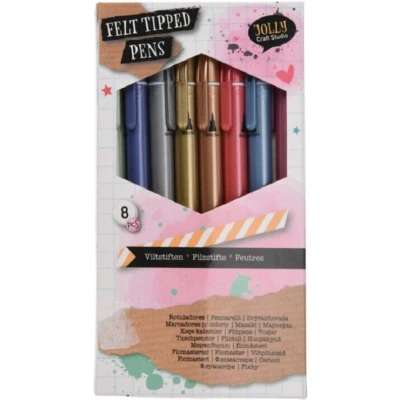 Afbeelding van 8 felt tipped pens metallic kleuren