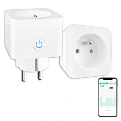 Afbeelding van ANTELA WLAN stopcontact (type e), 16 A, 3680 W, meting van het stroomverbruik, intelligent stopcontact, compatibel met Alexa, Google Home, app bediening, schema&#039;s en timer, 2 stuks