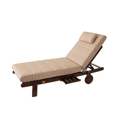 Afbeelding van PillowPrim Matras voor tuinmeubelen, ligstoel, balkon, buiten, kussen, bankkussen, zitkussen, beige, 204 x 60 cm