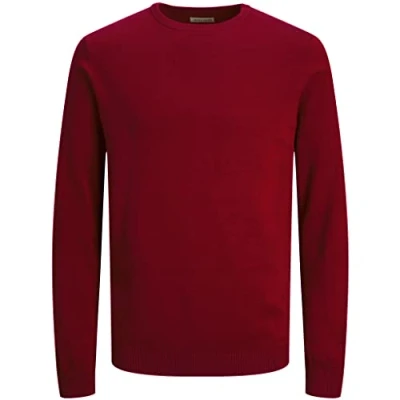 Afbeelding van JACK &amp; JONES Jjebasic Knit Crew Neck Noos heren Pullover trui (1 Pack), rood (Red Dahlia), S