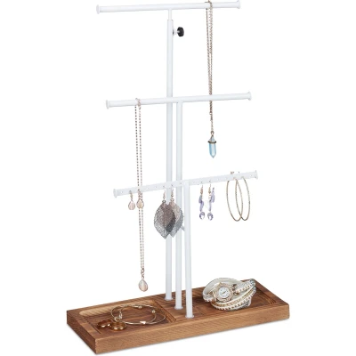 Afbeelding van Relaxdays sieradenstandaard hout sieradenhouder ketting sieradenrekje oorbellenrekje wit