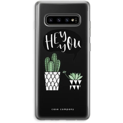 Afbeelding van Case Company® hoesje geschikt voor Samsung Galaxy S10 Plus Hey you cactus Soft Cover Telefoonhoesje Bescherming aan alle Kanten en Schermrand