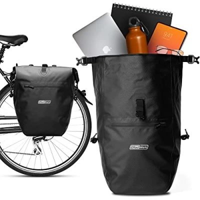 Afbeelding van 2Radwerk fietstas voor bagagedrager, 25,4 l, 100% waterdicht, met draaggreep en schouderriem, fietstas, achter