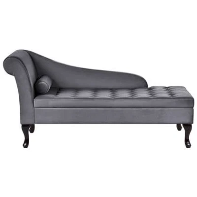 Afbeelding van PESSAC Chaise longue Donkergrijs Linkerzijde Fluweel