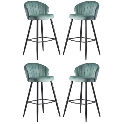 Afbeelding van Sky Style 4x Falun Velvet Barstoel Lichtgroen