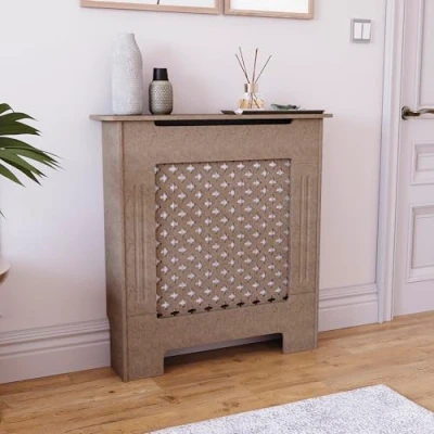 Afbeelding van Vida Designs Oxford Radiatorbekleding, traditioneel, ongeverfd, MDF, klein (H 82 x B 78 D: 19 cm)