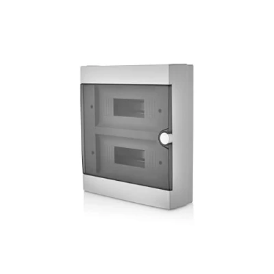 Afbeelding van Lion Electric Opbouwzekeringkast 24 modules 2 rijige schakelkast, wit met zwarte deur, IP40, verdeelkast voor vochtige ruimtes, kelders, garage en alle binnenruimtes