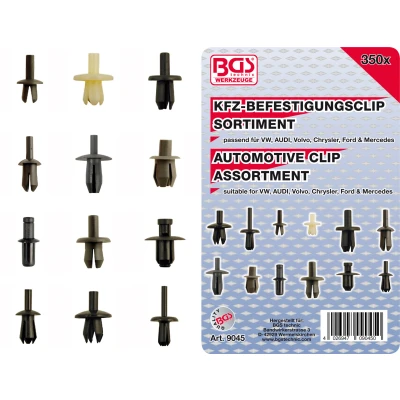 Afbeelding van BGS Assortiment bevestigingsclips voor VW, Audi, Volvo, Chrysler, Ford, Mercedes Benz 350 delig