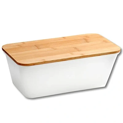 Afbeelding van Kesper Broodtrommel, materiaal: kunststof, bamboe, afmetingen: l: 35 x H: 13,5 D: 20 cm, kleur: grijs, bruin 58491