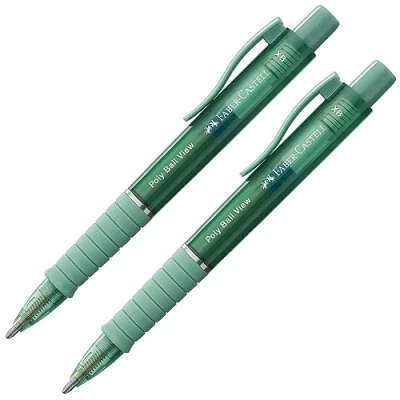 Afbeelding van FABER CASTELL Poly Ball View 205015 balpen met verwisselbare XB vulling, onuitwisbaar, 2 stuks