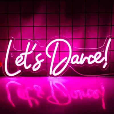Afbeelding van Let&#039;s Dance neon teken neonlicht roze led word light dans party bruiloft bar accessoires Valentijnsdag verjaardagsfeest