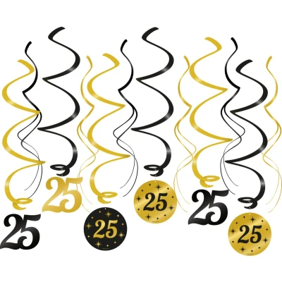 Afbeelding van Hangdecoratie Swirls 25 jaar Classy 70x14cm 6 stuks