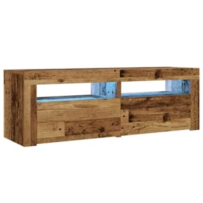 Afbeelding van vidaXL Nachtkastjes 2 st met LED&#039;s 60x35x40 cm oud houtkleurig
