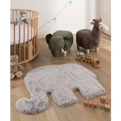Afbeelding van Kindervloerkleed Olifant Fluffy Lichtgrijs 80x100 Cm