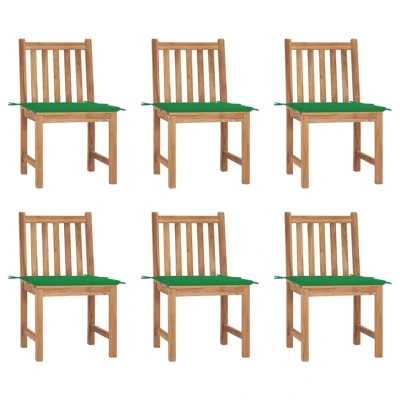 Afbeelding van Tuinstoelen 6 st met kussens massief teakhout