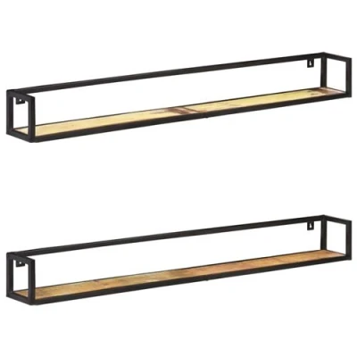 Afbeelding van Wandschappen 2 st 160 cm massief gerecycled hout