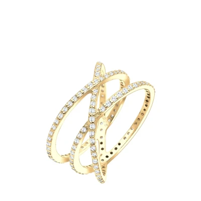 Afbeelding van Elli Twisted Sparkling Ring, Dames, Maat: 54, Gold coloured