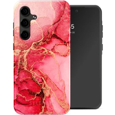 Afbeelding van Selencia Hoesje Geschikt voor Samsung Galaxy S24 FE Vivid Backcover Rosy Marble