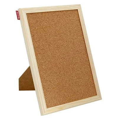 Afbeelding van Memobe prikbord kurk 30 x 21 cm van met houten frame kurkplaat voor het ophangen foto&#039;s, notities, natuurkurkoppervlak kurkbord