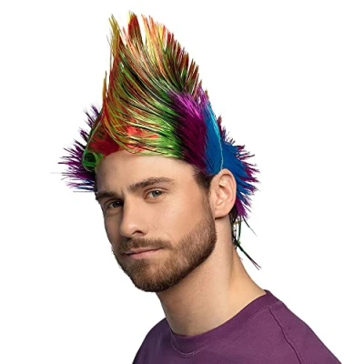 Afbeelding van Boland Pruik Spiky Mike veelkleurig Multi Hanenkam Kort Mannen