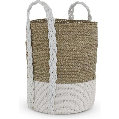 Afbeelding van Rieten Mand van Zeegras Wit Bali Melin Ø 38 x 44cm