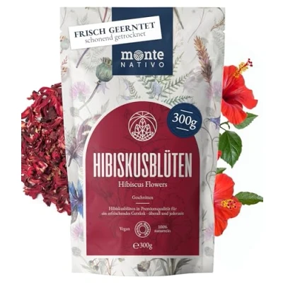 Afbeelding van Monte Nativo Hibiscus Thee (300 g) voorzichtig gedroogde hibiscusbloemen Hibiscusbloesemthee altijd 100% zuiver en natuurlijk voor kruidenthee, als theecadeau Carcade