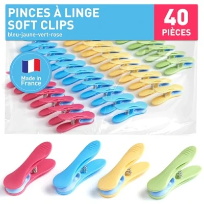 Afbeelding van Culiclean Wasknijpers/Soft Clips (40 stuks, blauw geel groen roze)